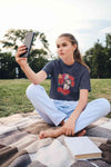 Day Of The Dead Floral Skull Woman Illustration Women Half Sleeves T-shirt- KidsFashionVilla