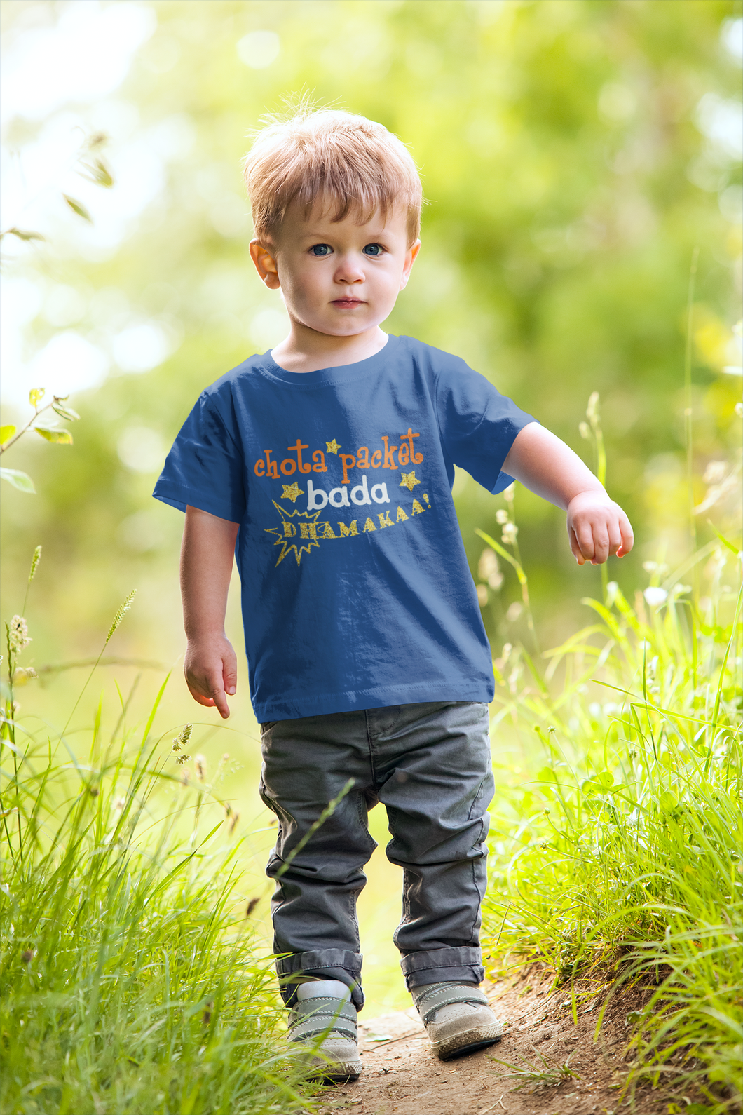 Chota Packet Bada Dhamakaa  Half Sleeves T-Shirt for Boy-KidsFashionVilla