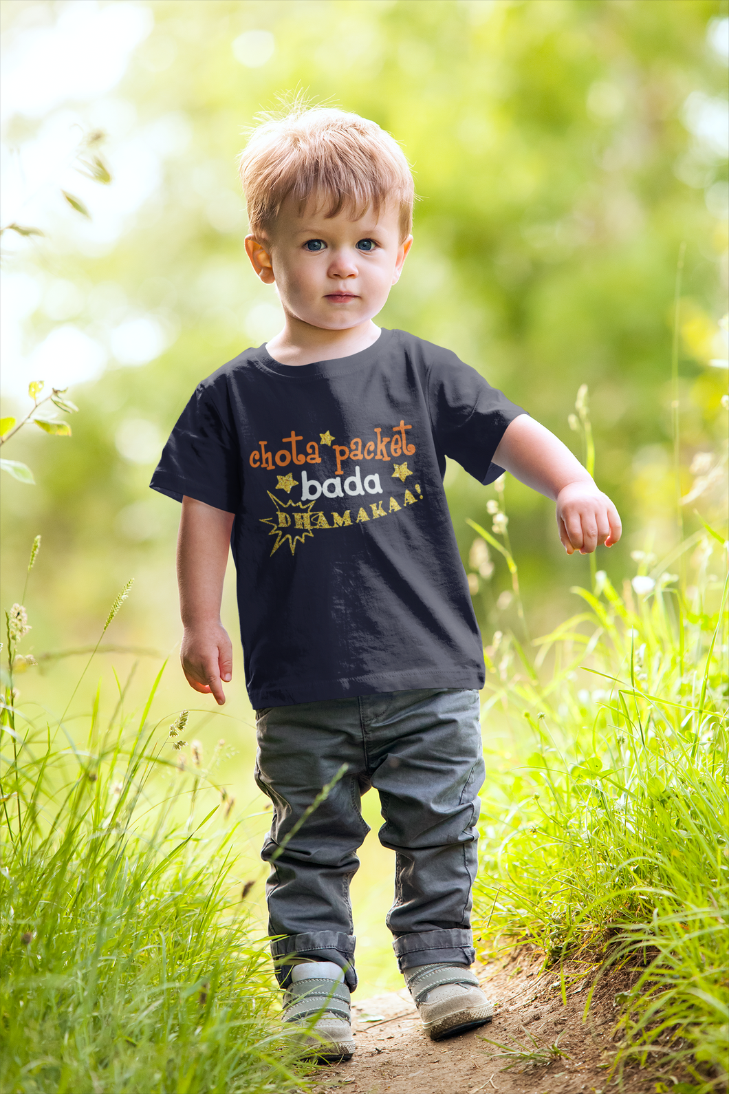 Chota Packet Bada Dhamakaa  Half Sleeves T-Shirt for Boy-KidsFashionVilla