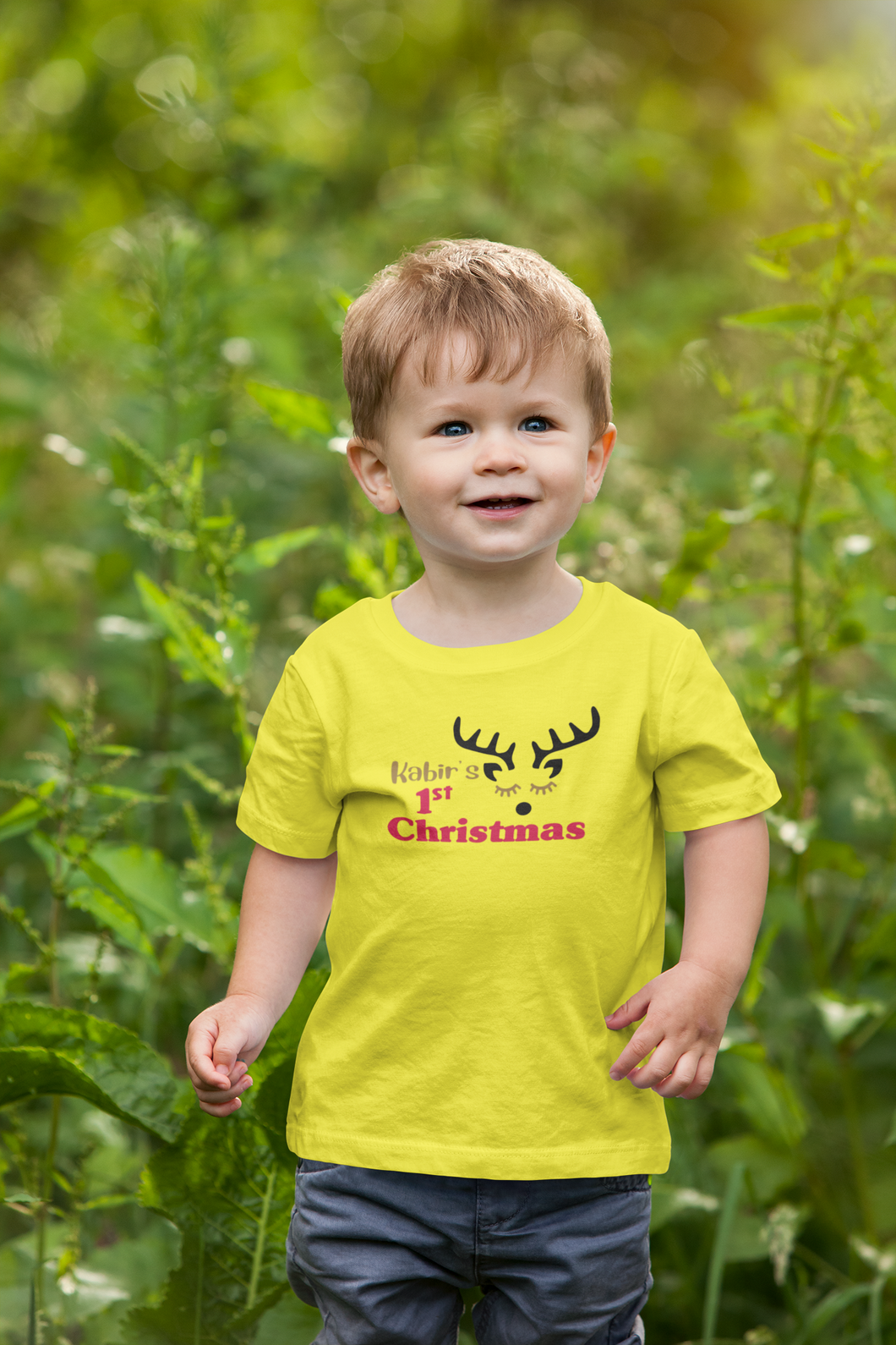 Customized Name First Christmas Half Sleeves T-Shirt for Boy-KidsFashionVilla