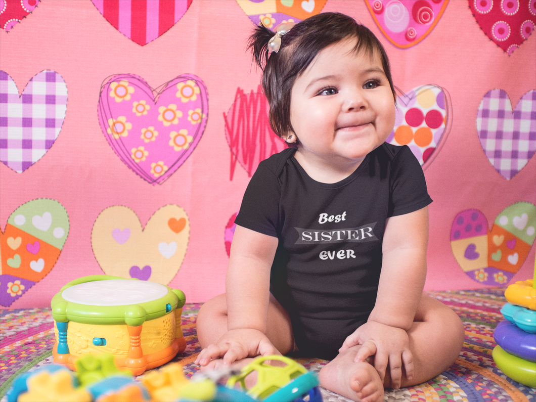 Best Sister Ever Black Rompers for Baby Girl - KidsFashionVilla