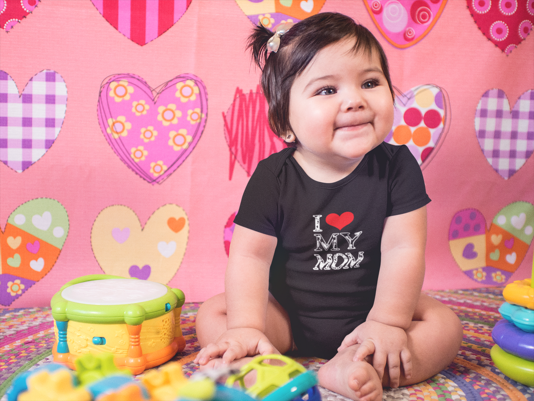 I Love My Mom Black Rompers for Baby Girl - KidsFashionVilla