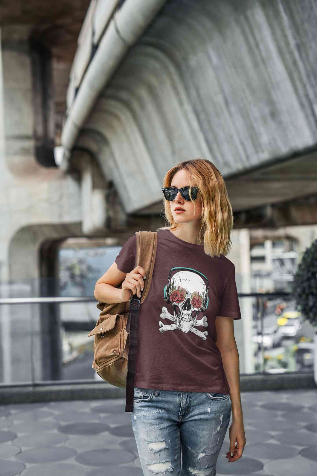 Cool Skull Women Half Sleeves T-shirt- KidsFashionVilla