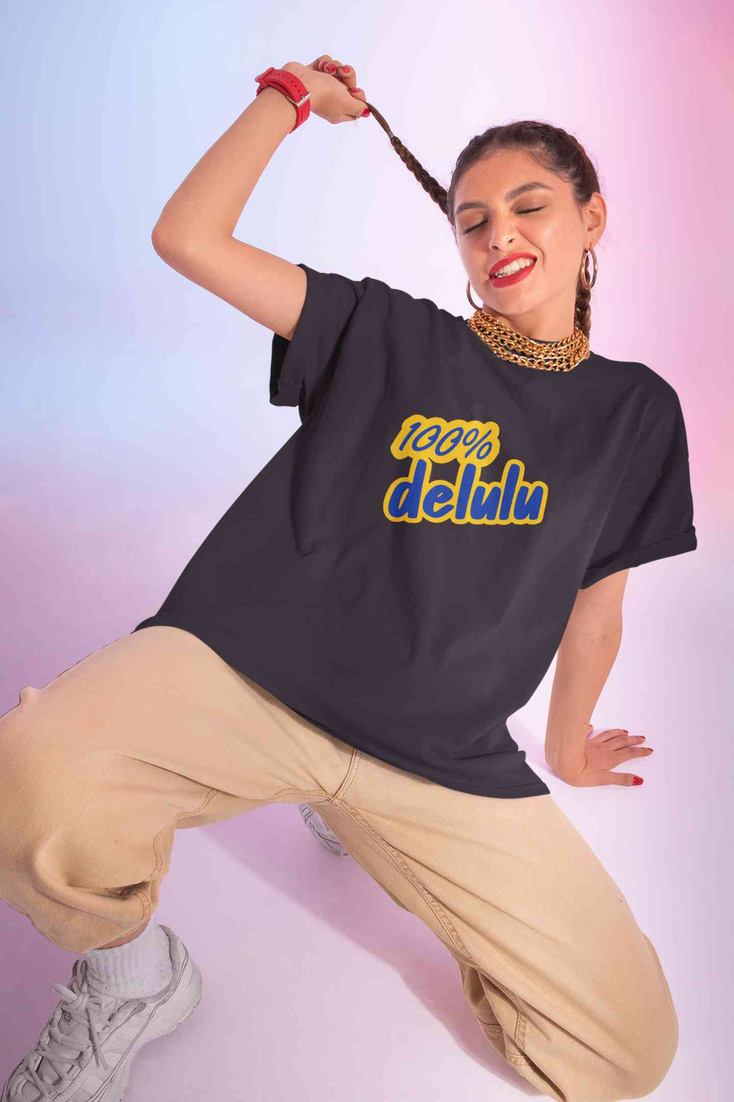 100% Delulu Women Half Sleeves T-shirt- KidsFashionVilla