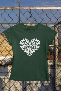 Butterflies In The Form Of A Heart Vector Women Half Sleeves T-shirt- KidsFashionVilla