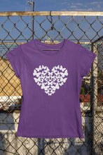 Load image into Gallery viewer, Butterflies In The Form Of A Heart Vector Women Half Sleeves T-shirt- KidsFashionVilla
