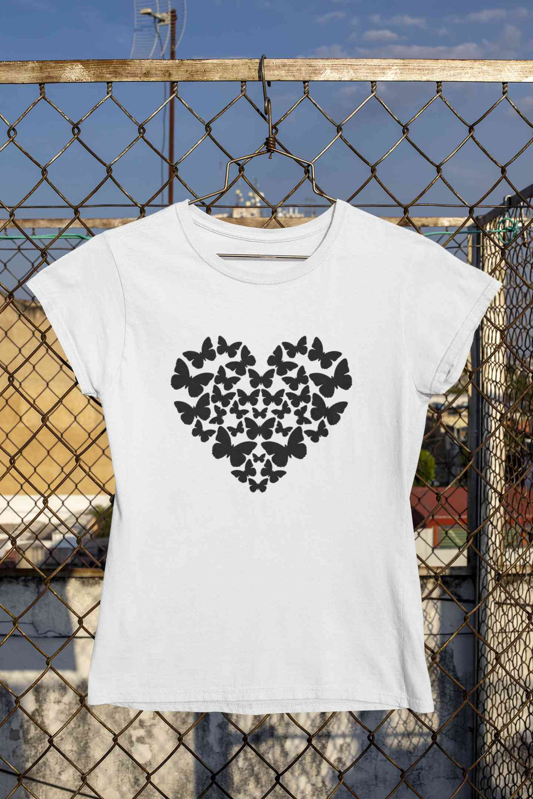 Butterflies In The Form Of A Heart Vector Women Half Sleeves T-shirt- KidsFashionVilla