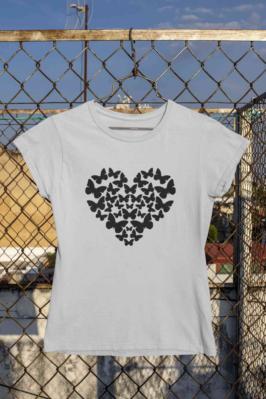 Butterflies In The Form Of A Heart Vector Women Half Sleeves T-shirt- KidsFashionVilla