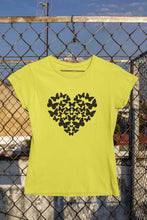 Load image into Gallery viewer, Butterflies In The Form Of A Heart Vector Women Half Sleeves T-shirt- KidsFashionVilla
