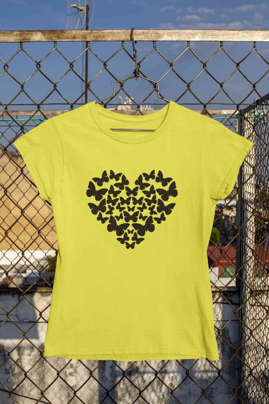 Butterflies In The Form Of A Heart Vector Women Half Sleeves T-shirt- KidsFashionVilla