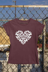 Butterflies In The Form Of A Heart Vector Women Half Sleeves T-shirt- KidsFashionVilla