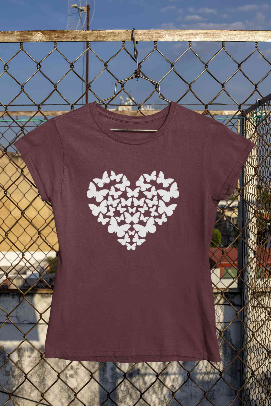 Butterflies In The Form Of A Heart Vector Women Half Sleeves T-shirt- KidsFashionVilla