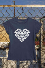 Load image into Gallery viewer, Butterflies In The Form Of A Heart Vector Women Half Sleeves T-shirt- KidsFashionVilla
