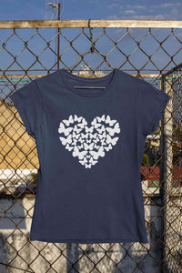 Butterflies In The Form Of A Heart Vector Women Half Sleeves T-shirt- KidsFashionVilla