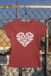 Butterflies In The Form Of A Heart Vector Women Half Sleeves T-shirt- KidsFashionVilla
