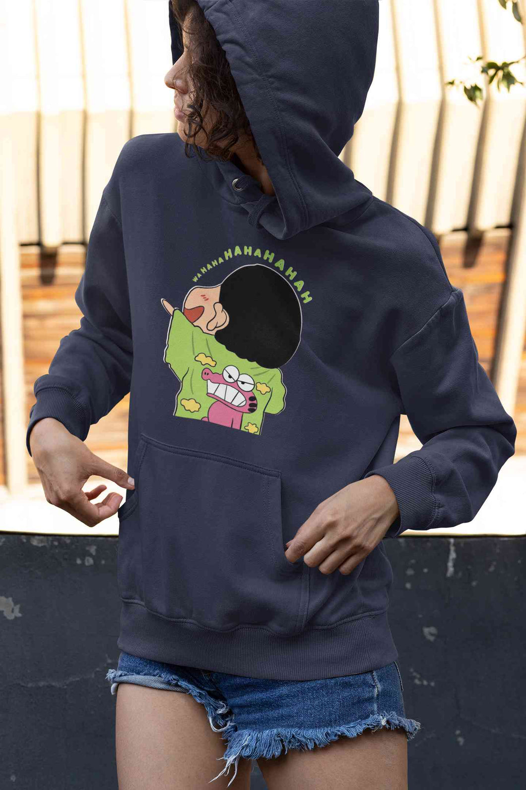 Hahaha Cartoon Funny Memes Hoodies for Women-KidsFashionVilla