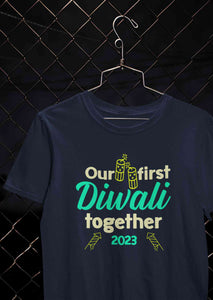 Custom Year Our First Diwali Together Family Half Sleeves T-Shirts-KidsFashionVilla