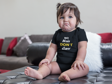 Load image into Gallery viewer, No Hair Dont Care Black Rompers for Baby Girl - KidsFashionVilla
