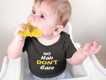 Load image into Gallery viewer, No Hair Dont Care Black Rompers for Baby Boy - KidsFashionVilla
