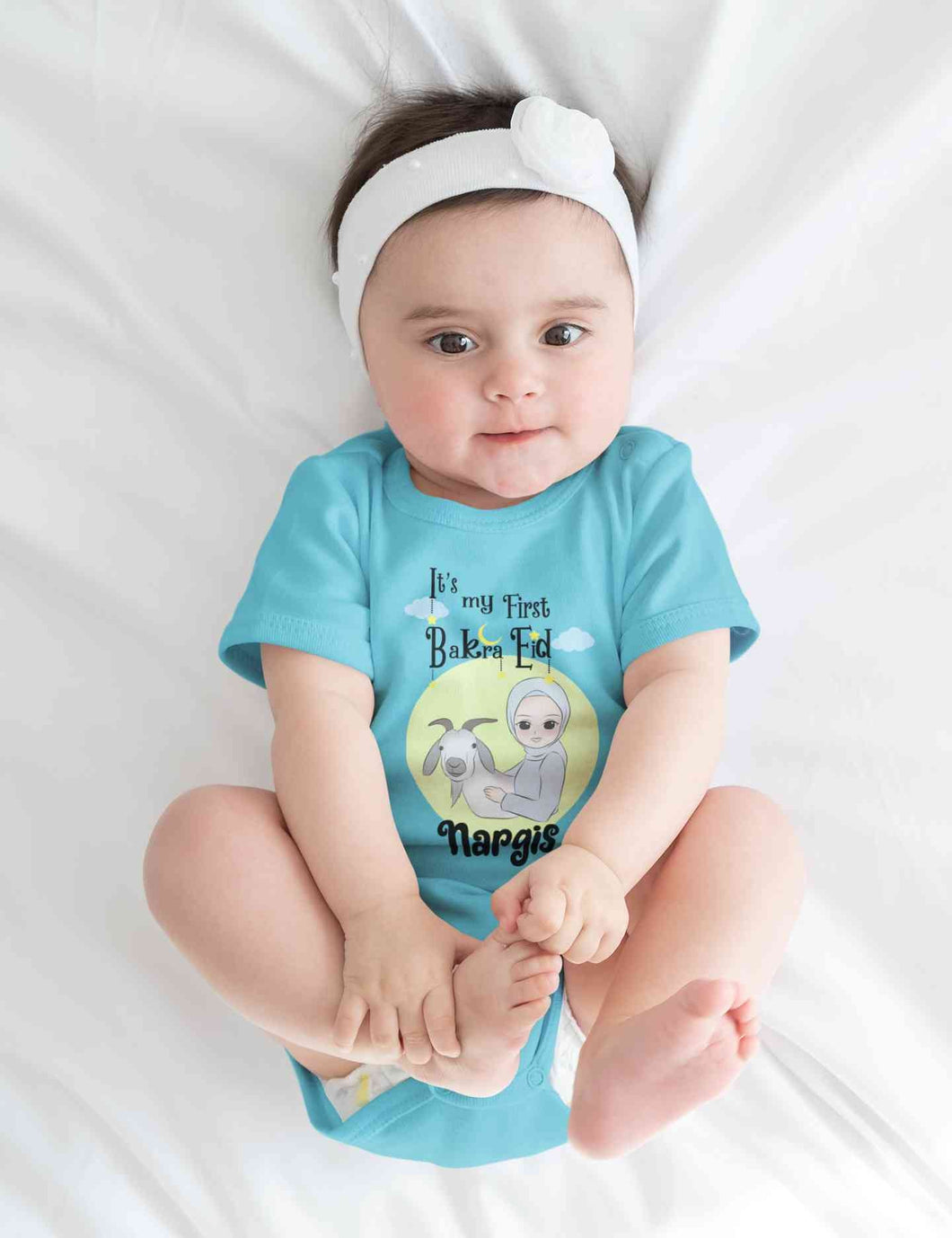 Custom Name Its My First Bakra Eid Rompers for Baby Girl- KidsFashionVilla
