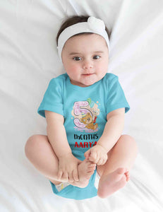 Custom Name 5 Month Birthday Teddy Design Rompers for Baby Girl- KidsFashionVilla