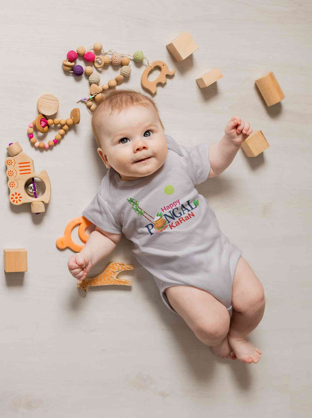 Custom Name Happy Pongal Rompers for Baby Boy- KidsFashionVilla