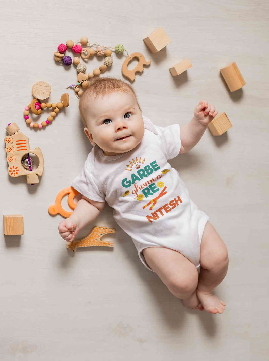 Custom Name Garbe Ghumva Re Navratri Rompers for Baby Boy- KidsFashionVilla