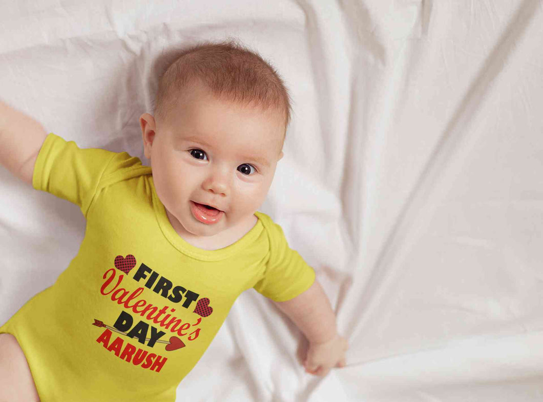 Custom Name First Valentine Rompers for Baby Boy- KidsFashionVilla