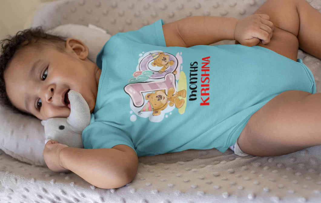 Custom Name 10 Month Birthday Teddy Design Rompers for Baby Boy- KidsFashionVilla