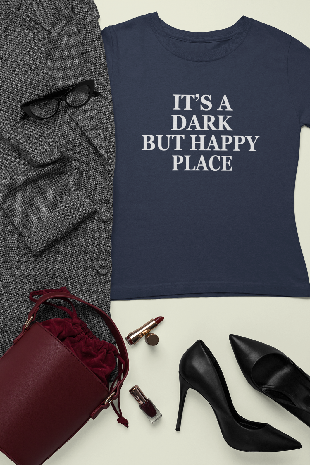 Its A Dark But Happy Place Victoria Beckham Celebrity T-shirt- KidsFashionVilla