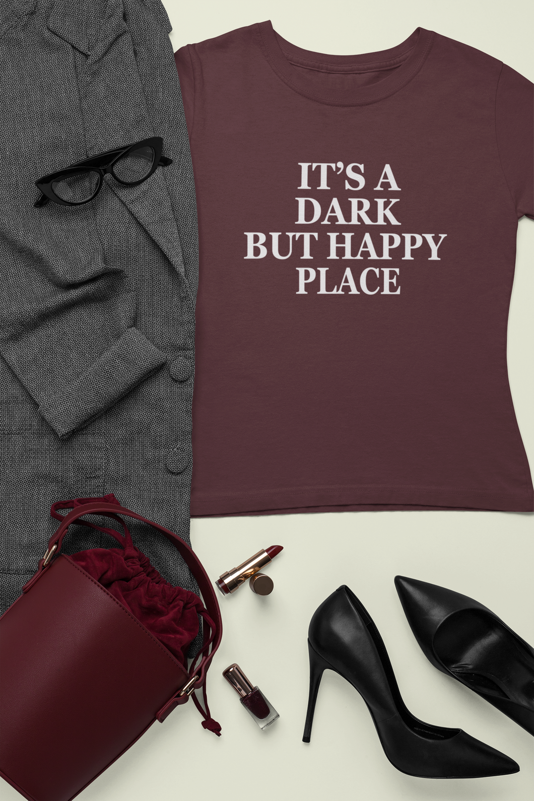 Its A Dark But Happy Place Victoria Beckham Celebrity T-shirt- KidsFashionVilla