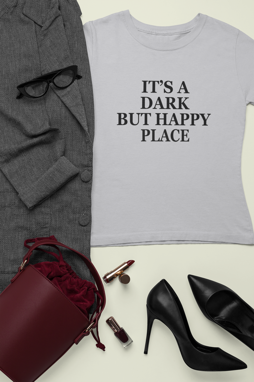 Its A Dark But Happy Place Victoria Beckham Celebrity T-shirt- KidsFashionVilla