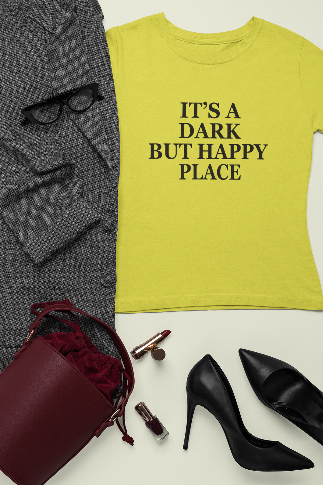 Its A Dark But Happy Place Victoria Beckham Celebrity T-shirt- KidsFashionVilla