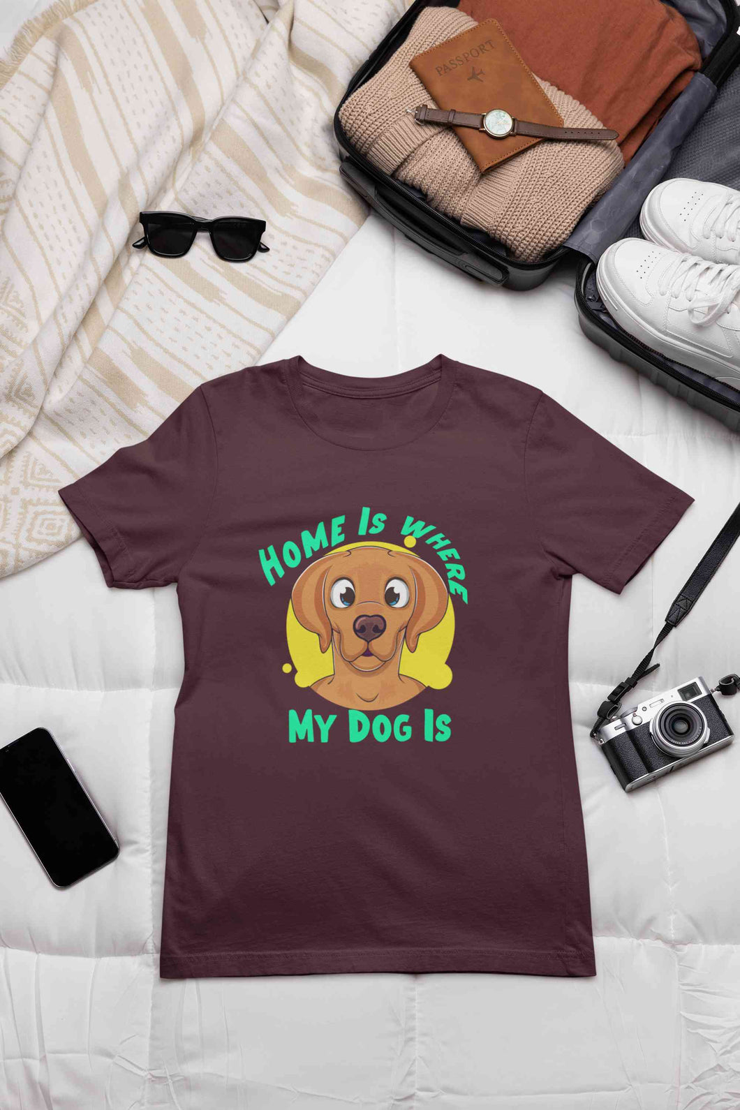 Home Is Where My Dog Is Mens Half Sleeves T-shirt- KidsFashionVilla