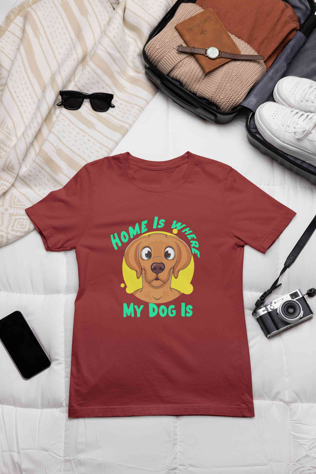 Home Is Where My Dog Is Mens Half Sleeves T-shirt- KidsFashionVilla