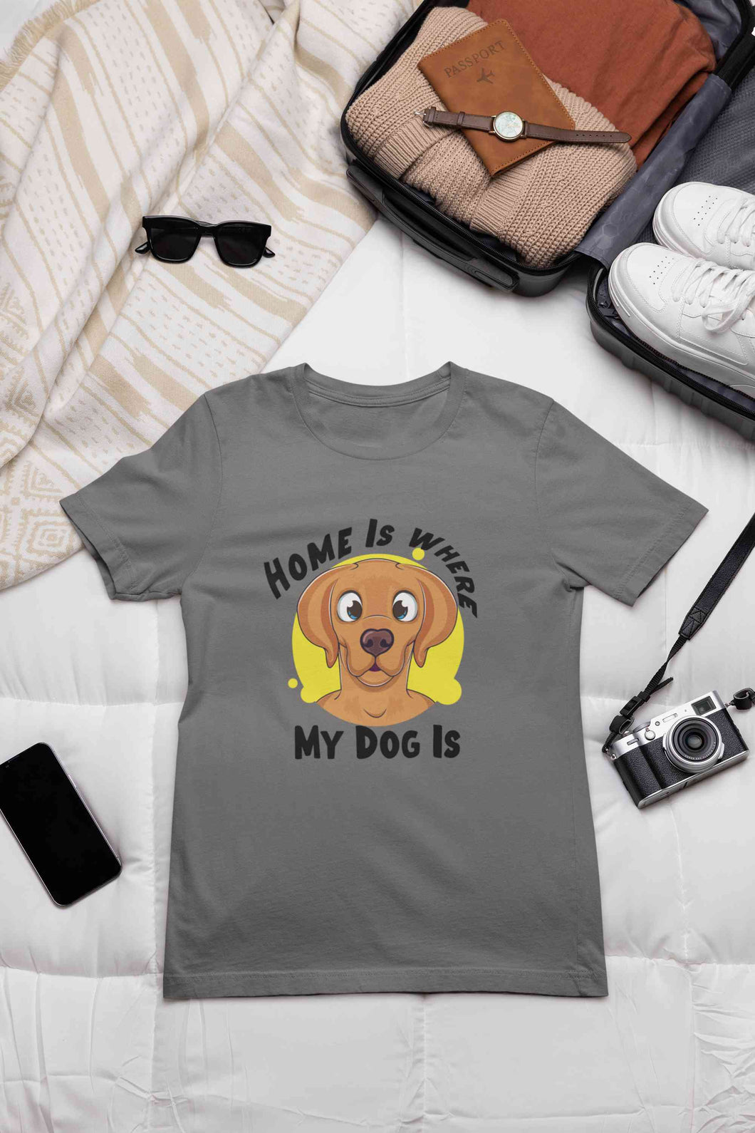 Home Is Where My Dog Is Mens Half Sleeves T-shirt- KidsFashionVilla