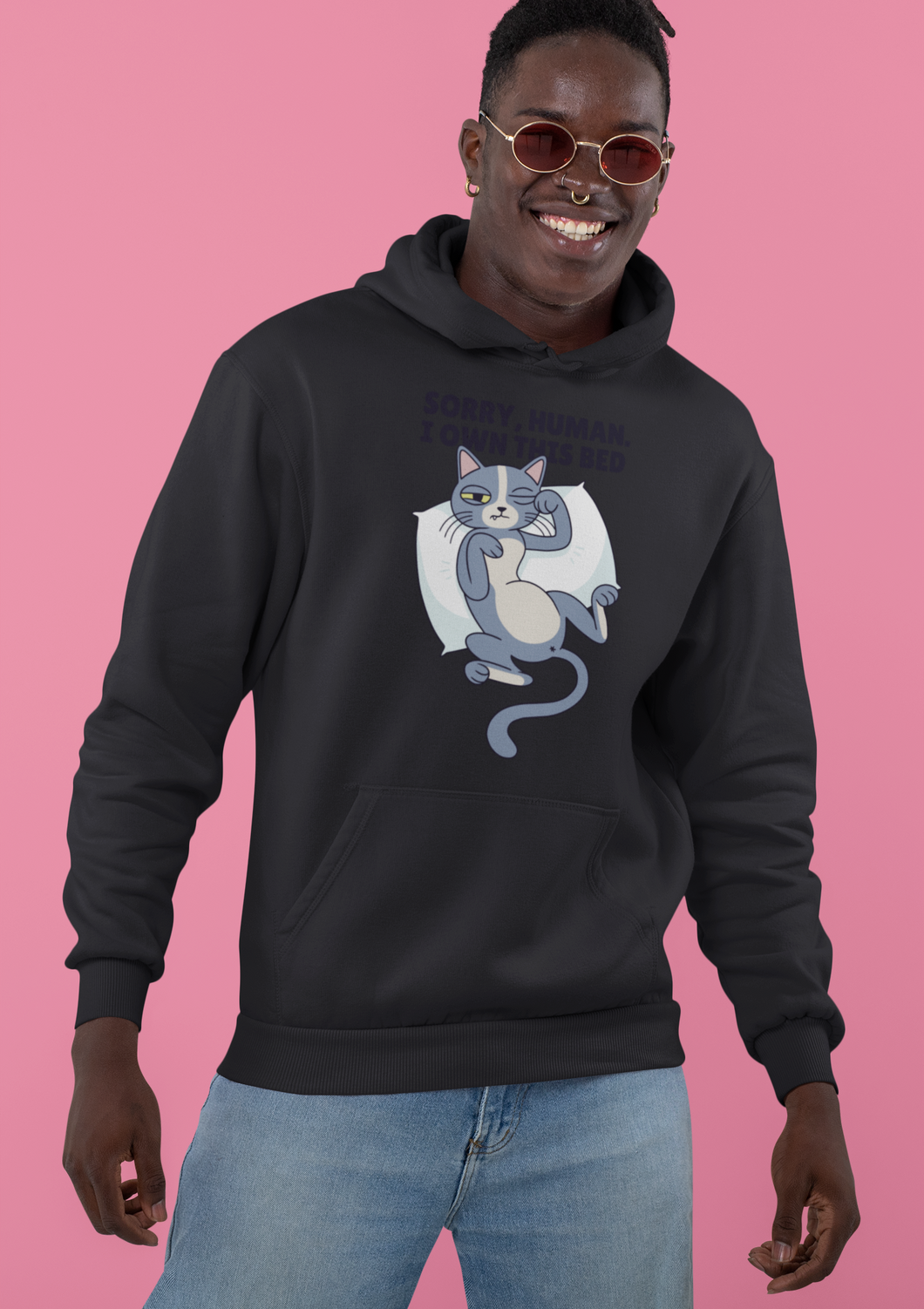 Sleepy Cat Men Hoodies-KidsFashionVilla