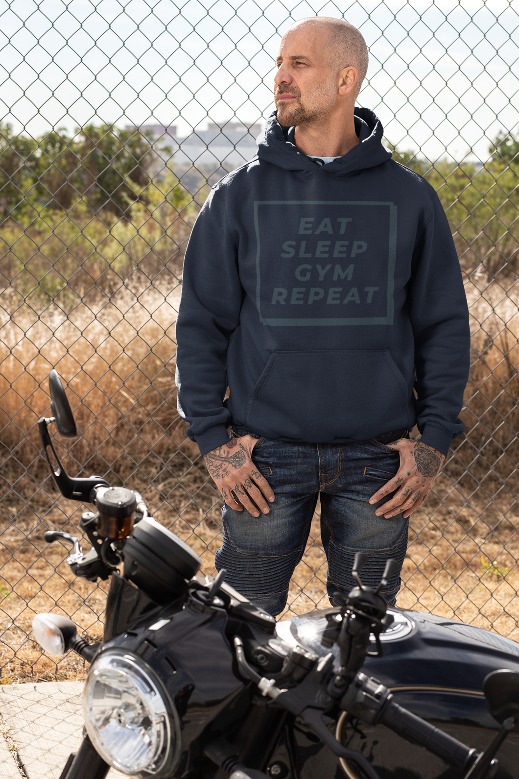 Eat sleep gym repeat Men Hoodies-KidsFashionVilla