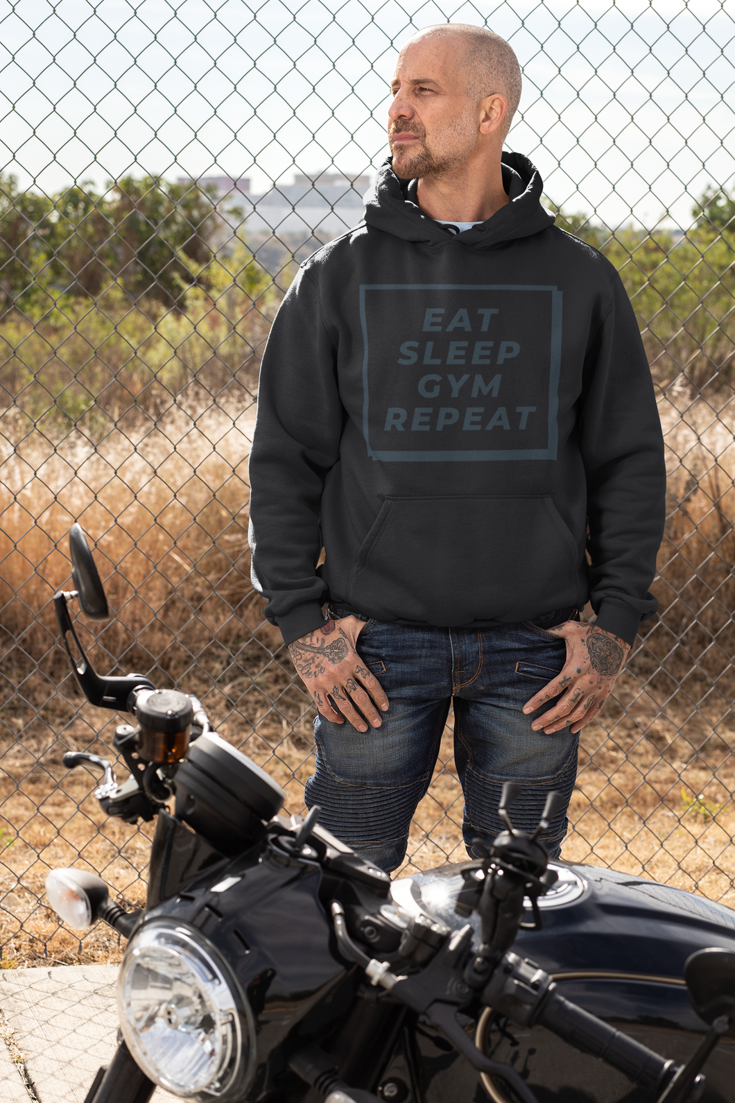 Eat sleep gym repeat Men Hoodies-KidsFashionVilla
