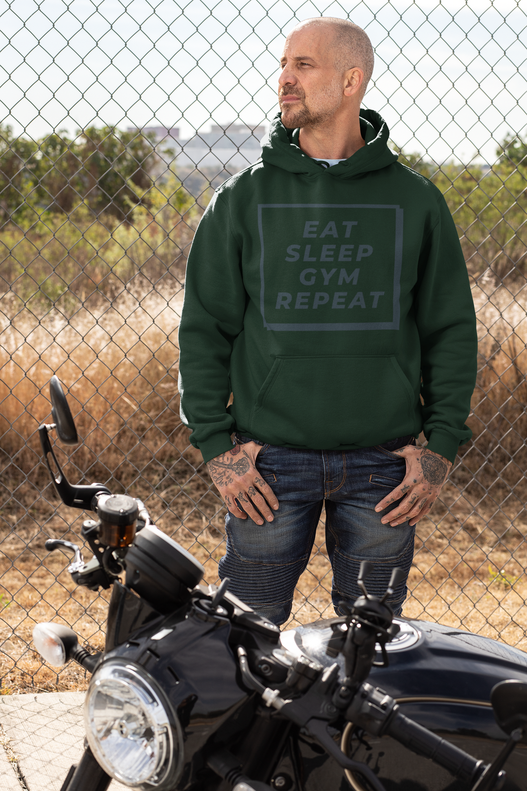 Eat sleep gym repeat Men Hoodies-KidsFashionVilla