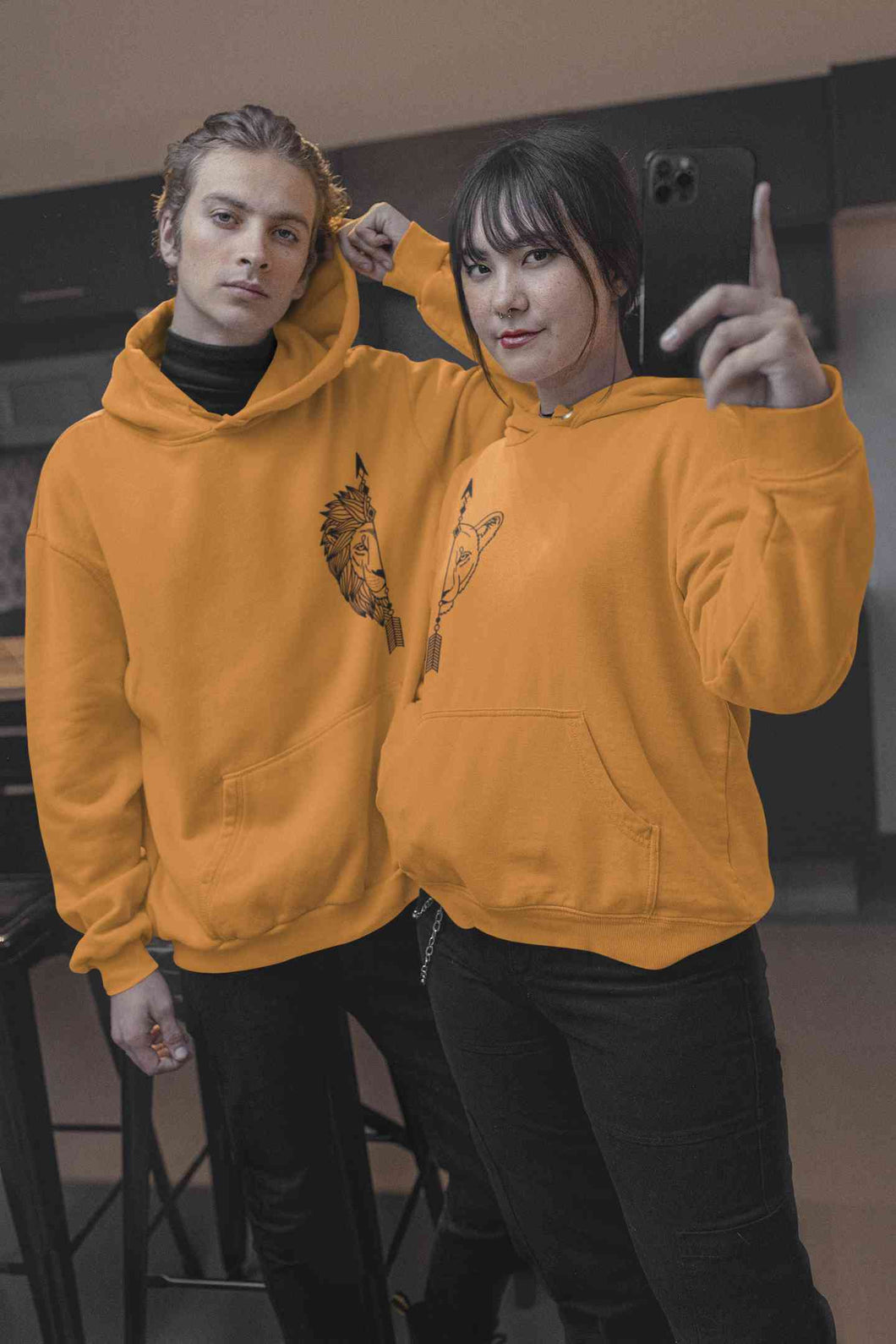 Lion and Lioness Couples Lovey Dovey Hoodie-KidsFashionVilla