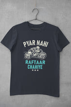 Load image into Gallery viewer, Pyaar Nahi Raftaar Chahiye Biker Mens Half Sleeves T-shirt- FunkyTeesClub - Funky Tees Club
