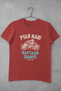 Pyaar Nahi Raftaar Chahiye Biker Mens Half Sleeves T-shirt- FunkyTeesClub - Funky Tees Club