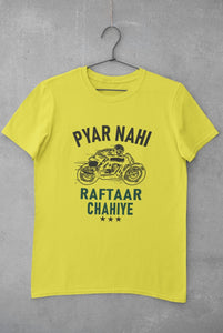 Pyaar Nahi Raftaar Chahiye Biker Mens Half Sleeves T-shirt- FunkyTeesClub - Funky Tees Club