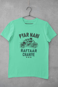 Pyaar Nahi Raftaar Chahiye Biker Mens Half Sleeves T-shirt- FunkyTeesClub - Funky Tees Club
