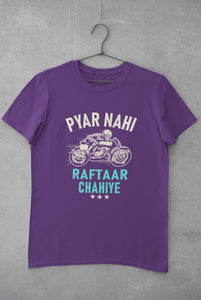 Pyaar Nahi Raftaar Chahiye Biker Mens Half Sleeves T-shirt- FunkyTeesClub - Funky Tees Club