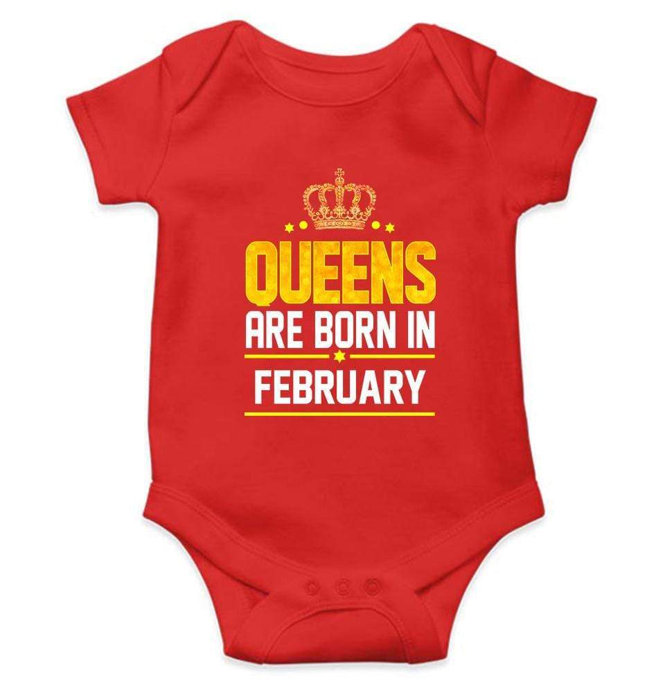 Queens Are  Born In February Rompers for Baby Girl- FunkyTradition FunkyTradition