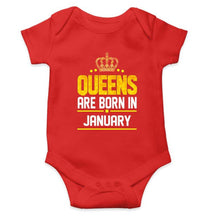 Load image into Gallery viewer, Queens Are Born In January Rompers for Baby Girl- FunkyTradition FunkyTradition
