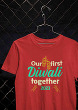 Load image into Gallery viewer, Custom Year Our First Diwali Together Family Half Sleeves T-Shirts-KidsFashionVilla
