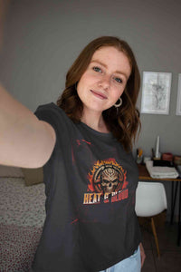Flaming Skull Women Half Sleeves T-shirt- KidsFashionVilla